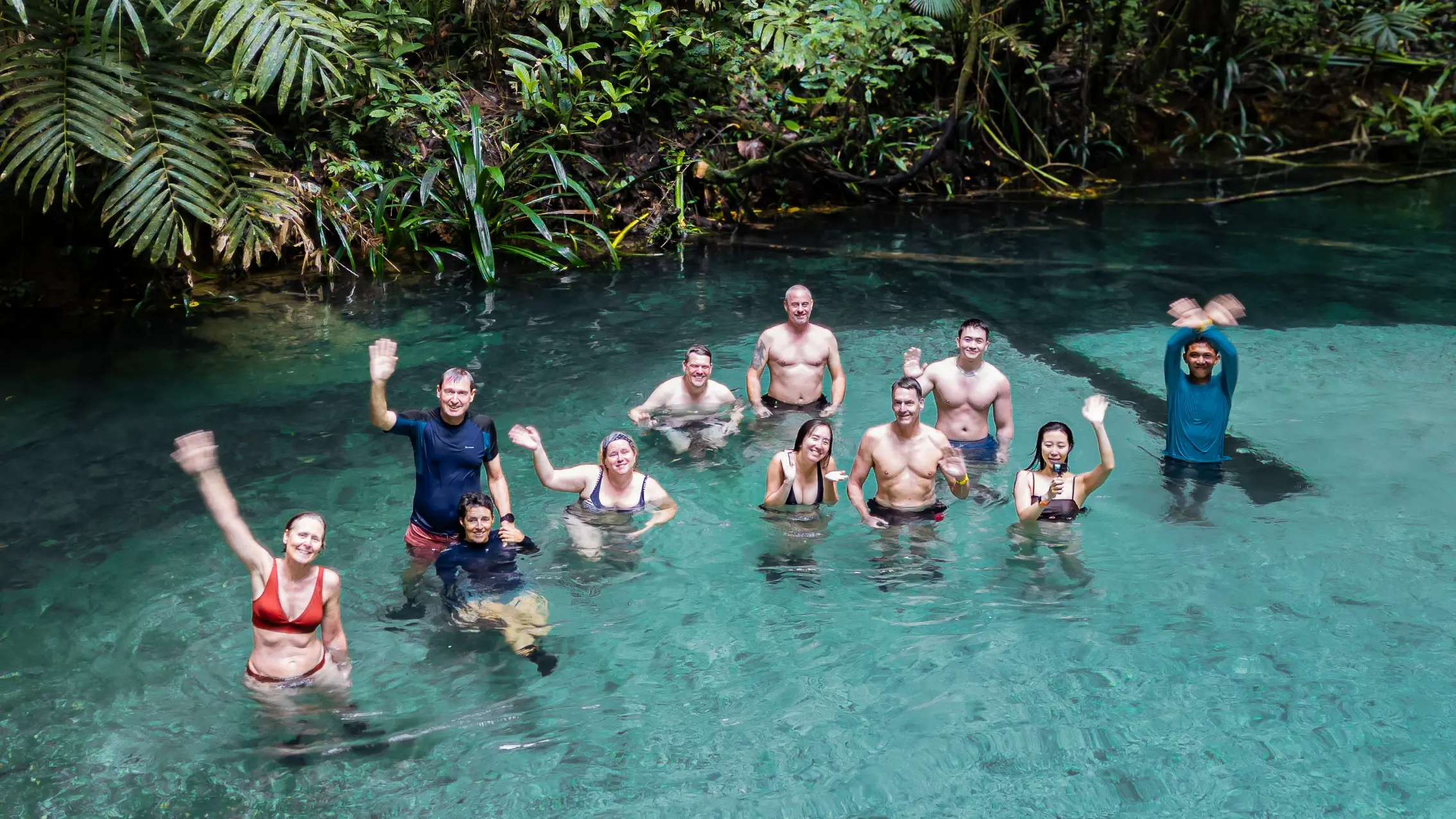 group of la galigo visitors visiting kalibiru